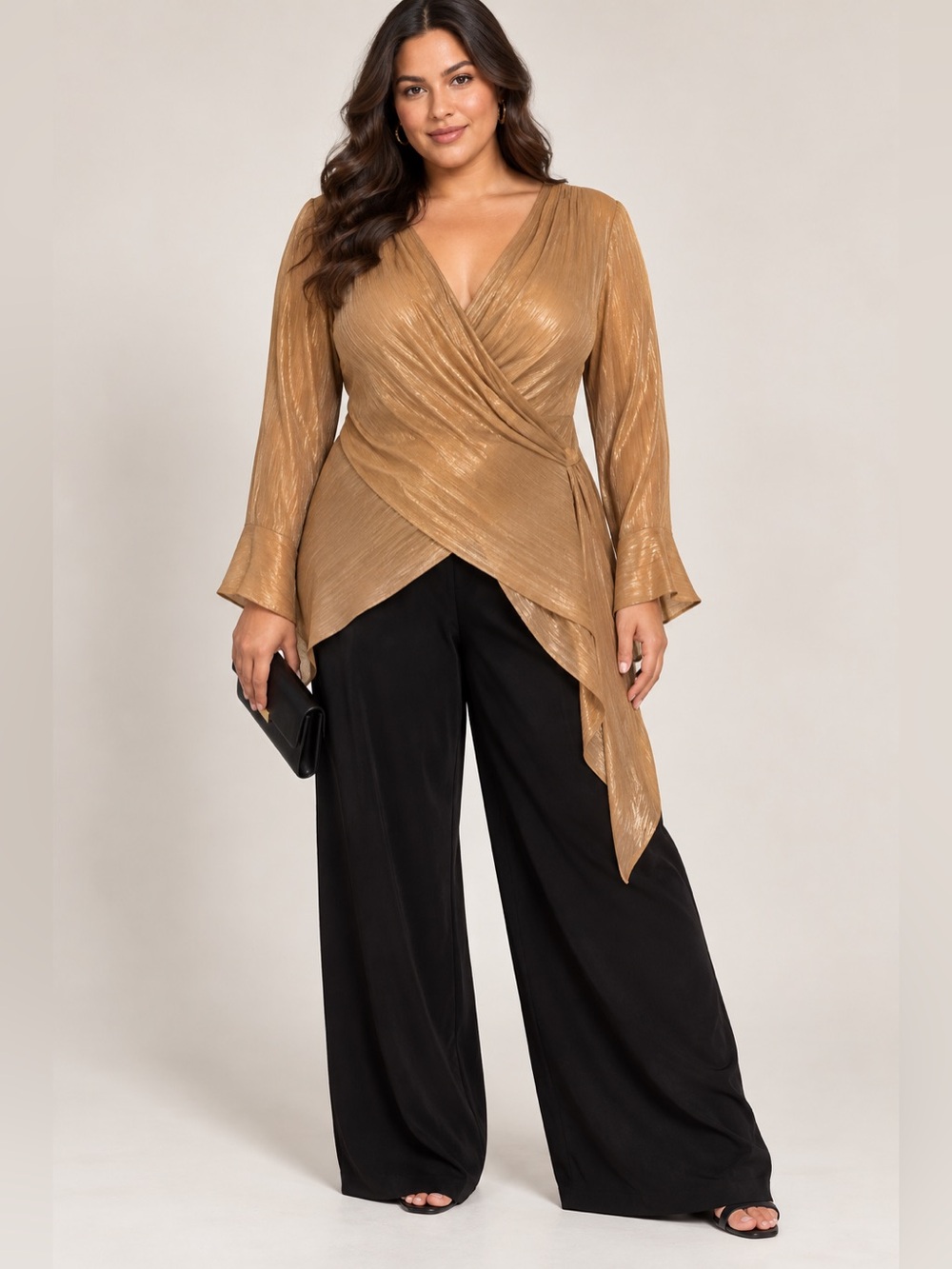 Gold Metallic Draped Women’s blouse